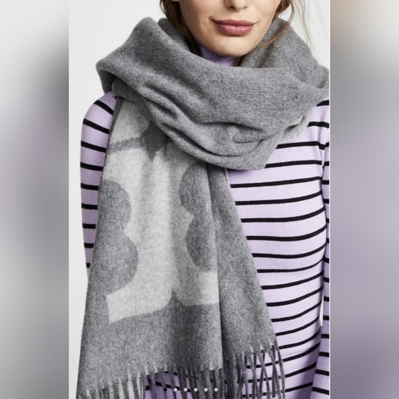 Tory Burch Solid Logo Oblong Wool Scarf - Picture 1 of 6